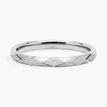 Кольцо с рельефным шестигранником из 14-каратного белого золота (2 мм) Blue Nile
