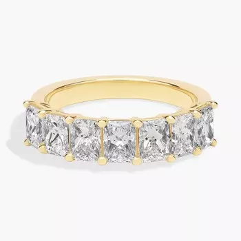 Кольцо с семью бриллиантами Radiant Lab Grown из 14-каратного желтого золота (2 карата Tw. - FG / VS2-SI1) Blue Nile