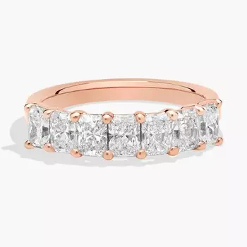 Кольцо с семью бриллиантами Radiant Lab-Grill из розового золота 14 карат (1 1/2 карата Tw. - FG / VS2-SI1) Blue Nile