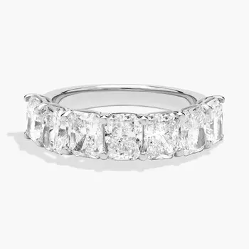 Кольцо с семью бриллиантами Radiant Lab-Grill из 14-каратного белого золота (3 1/2 карата Tw. - FG / VS2-SI1) Blue Nile