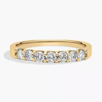 Кольцо с семью бриллиантами в форме общего зубца из желтого золота 14 карат (1/2 карата Tw. - HI / SI1-SI2) Blue Nile