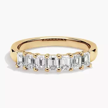 Кольцо с семью изумрудами и бриллиантами из 14-каратного желтого золота (1 карат Tw. - HI / SI1-SI2) Blue Nile