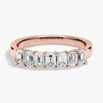 Кольцо с семью изумрудами и выращенными в лаборатории бриллиантами из 14-каратного розового золота (1 карат, двойной - FG / VS2-SI1) Blue Nile