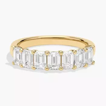 Кольцо с семью изумрудами и бриллиантами из 14-каратного желтого золота (1 1/2 карата Tw. - HI / SI1-SI2) Blue Nile