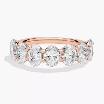 Кольцо с семью овальными выращенными в лаборатории бриллиантами из розового золота 14 карат (3 1/2 карата, два камня - FG / VS2-SI1) Blue Nile