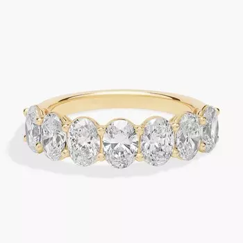 Кольцо с семью овальными лабораторными бриллиантами из 14-каратного желтого золота (3 карата, двойной цвет - FG / VS2-SI1) Blue Nile