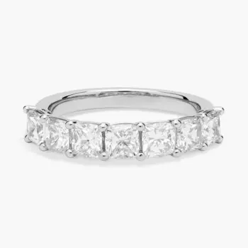 Кольцо с семью выращенными в лаборатории бриллиантами огранки «кушон» из 14-каратного белого золота (2 карата, два карата — FG / VS2-SI1) Blue Nile