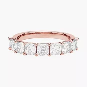Кольцо с семью выращенными в лаборатории бриллиантами огранки «кушон» из 14-каратного розового золота (2 карата, два карата — FG / VS2-SI1) Blue Nile