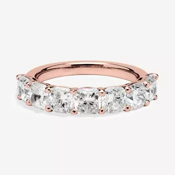 Кольцо с семью выращенными в лаборатории бриллиантами огранки «кушон» из 14-каратного розового золота (3 карата, двойной цвет — FG / VS2-SI1) Blue Nile