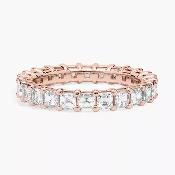 Кольцо с выращенным в лаборатории бриллиантом Asscher Cut Eternity из 14-каратного розового золота (2 карата Tw. - FG / VS2-SI1) Blue Nile