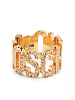 Кольцо со стразами Moschino, золотой