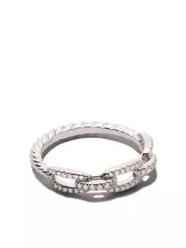 Кольцо Stax Chain Link из белого золота с бриллиантами David Yurman, серебряный