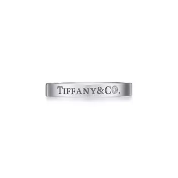 Кольцо Tiffany & Co. Band 3 mm, платина с бриллиантами