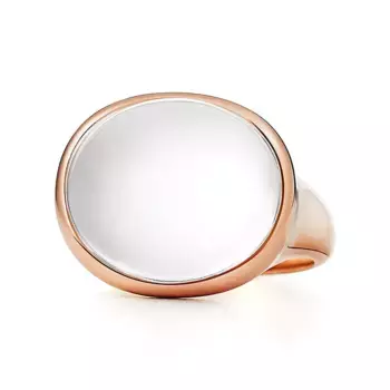 Кольцо Tiffany & Co. x Elsa Peretti Cabochon, розовое золото/горный хрусталь