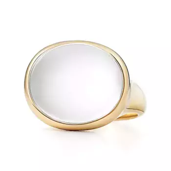 Кольцо Tiffany & Co. x Elsa Peretti Cabochon, золото/горный хрусталь