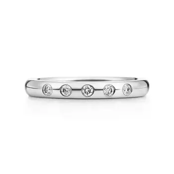 Кольцо Tiffany & Co. x Elsa Peretti Stacking Band, платина/бриллиант