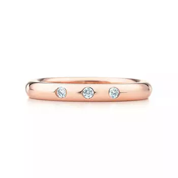 Кольцо Tiffany & Co. x Elsa Peretti Stacking Band, розовое золото/бриллиант