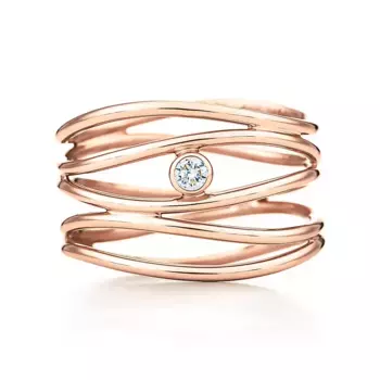 Кольцо Tiffany & Co. x Elsa Peretti Wave Five-Row, розовое золото/бриллиант
