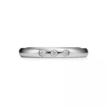 Кольцо Tiffany & Co. x Elsa Peretti Stacking Band, платина/бриллиант