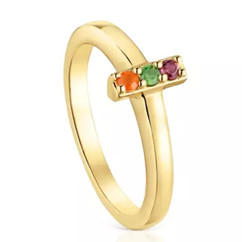 Кольцо Tous Basic Colors Small, позолоченное серебро/драгоценные камни