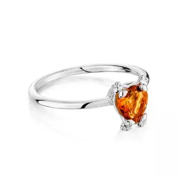 Кольцо Tous Color Pills Heart, серебро/цитрин