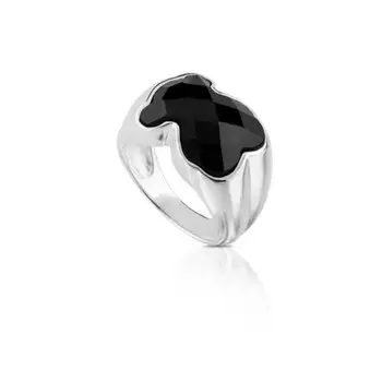 Кольцо Tous Color With Faceted Onyx 1,3 см, серебро