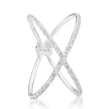 Кольцо Tous Diamonds Crossed, 0,09 карат, белое золото/бриллианты
