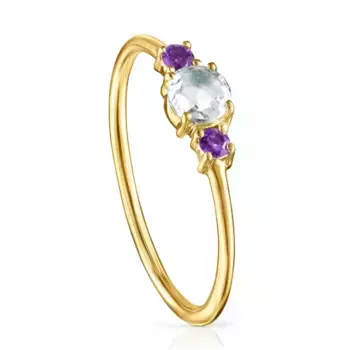 Кольцо Tous Ivette Mini, золото/празиолит/аметист