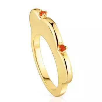 Кольцо Tous My Other Half Large Flower, позолоченное серебро/сердолик