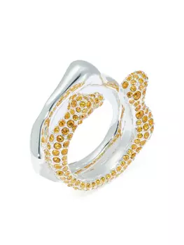 Кольцо, украшенное кристаллами Tory Burch, серебряный