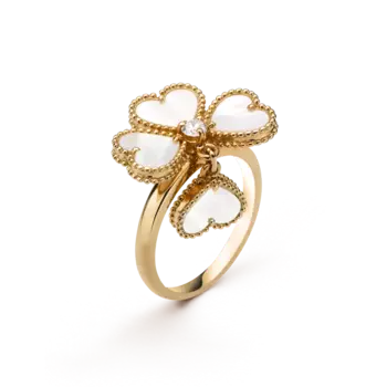 Кольцо Van Cleef & Arpels Sweet Hearts, желтое золото 18 ct, бриллианты, перламутр