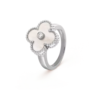 Кольцо Van Cleef & Arpels Vintage Alhambra, белое золото 18 ct, бриллианты, перламутр