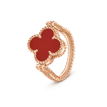 Кольцо Van Cleef & Arpels Vintage Alhambra Reversible, 18-ct розовое золото, сердолик, бриллиант