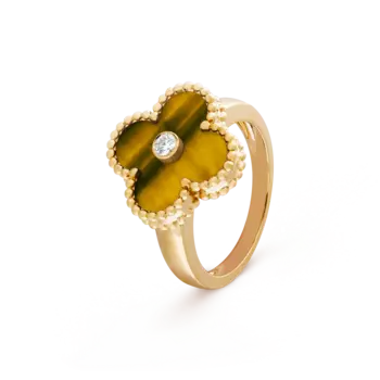 Кольцо Van Cleef & Arpels Vintage Alhambra, 18-ct желтое золото, бриллиант, тигровый глаз