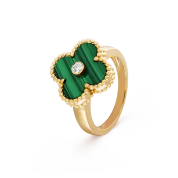 Кольцо Van Cleef & Arpels Vintage Alhambra, 18-ct желтое золото, бриллиант, малахит