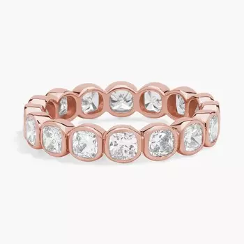 Кольцо «Вечность» с бриллиантами огранки «кушон» из 14-каратного розового золота (2 1/4 карата) Blue Nile