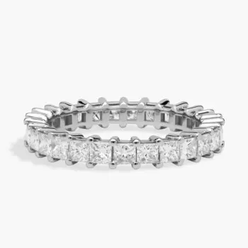 Кольцо «Вечность» с огранкой «Принцесса» из платины (2 карата, Tw. - HI / SI1-SI2) Blue Nile