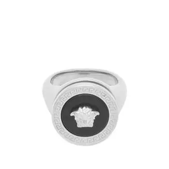 Кольцо Versace Enamel Medusa Ring, цвет Palladium Black