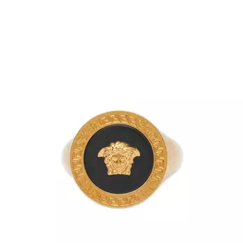 Кольцо Versace Medusa Head Signet Ring, цвет Black & Gold