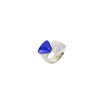 Кольцо Vhernier Freccia из белого золота с бриллиантами, лазуритом и горным хрусталем