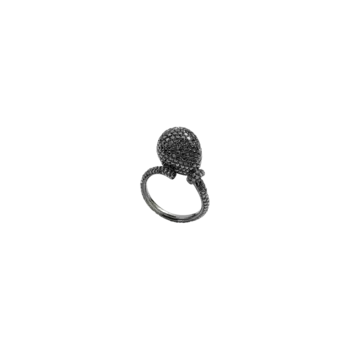 Кольцо-Воздушный шар миди из 18-каратного белого золота с черными бриллиантами Vhernier