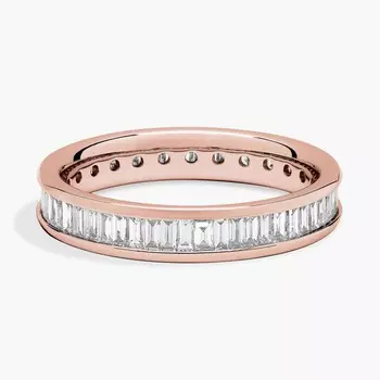 Кольцо-вечность с бриллиантами багетной огранки Channel Set из 18-каратного розового золота (1 карат, двойной). Blue Nile