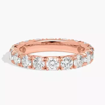 Кольцо-вечность с французским паве из выращенных в лаборатории бриллиантов из 14-каратного розового золота (2 1/2 карата, двойной цвет - FG / VS2-SI1) Blue Nile