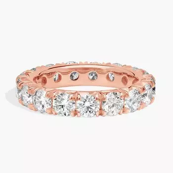Кольцо-вечность с французским паве из выращенных в лаборатории бриллиантов из 14-каратного розового золота (3 карата, двойной цвет - FG / VS2-SI1) Blue Nile