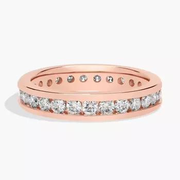 Кольцо-вечность с круглыми выращенными в лаборатории бриллиантами в канальной оправе из 14-каратного розового золота (1 карат, двойной - FG / VS2-SI1) Blue Nile