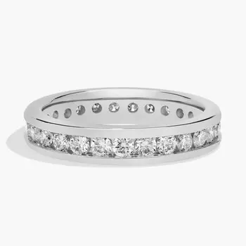Кольцо-вечность с круглыми выращенными в лаборатории бриллиантами в канальной оправе из 14-каратного белого золота (1 карат, двойной - FG / VS2-SI1) Blue Nile