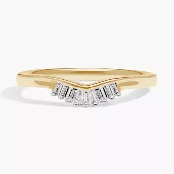 Кольцо ZAC ZAC POSEN Petite Baguette Diamond Tiara с изогнутой формой из желтого золота 14 карат (2 мм, 1/8 карата) Blue Nile