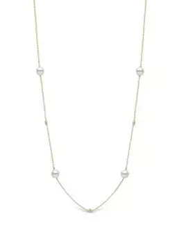 Колье Akoya из желтого золота с жемчугом и бриллиантами Yoko London, золотой