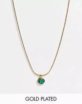 Колье ASOS DESIGN из 14-каратного золота с подвеской из малахита