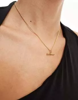 Колье-цепочка из 14-каратного золота ASOS DESIGN с Т-образной перекладиной
